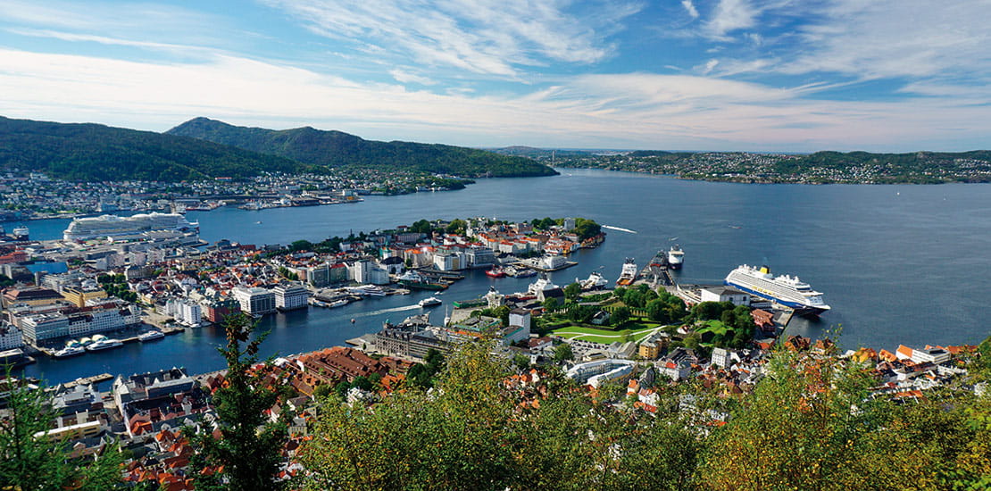 Spirit of Discovery docked in Bergen, Norway